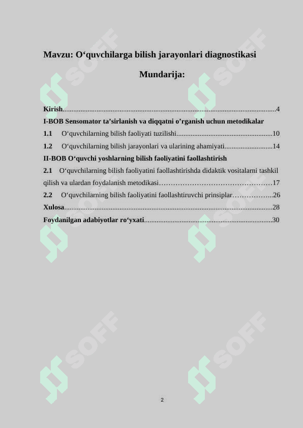 Oʻquvchilarga bilish jarayonlari diagnostikasi 2