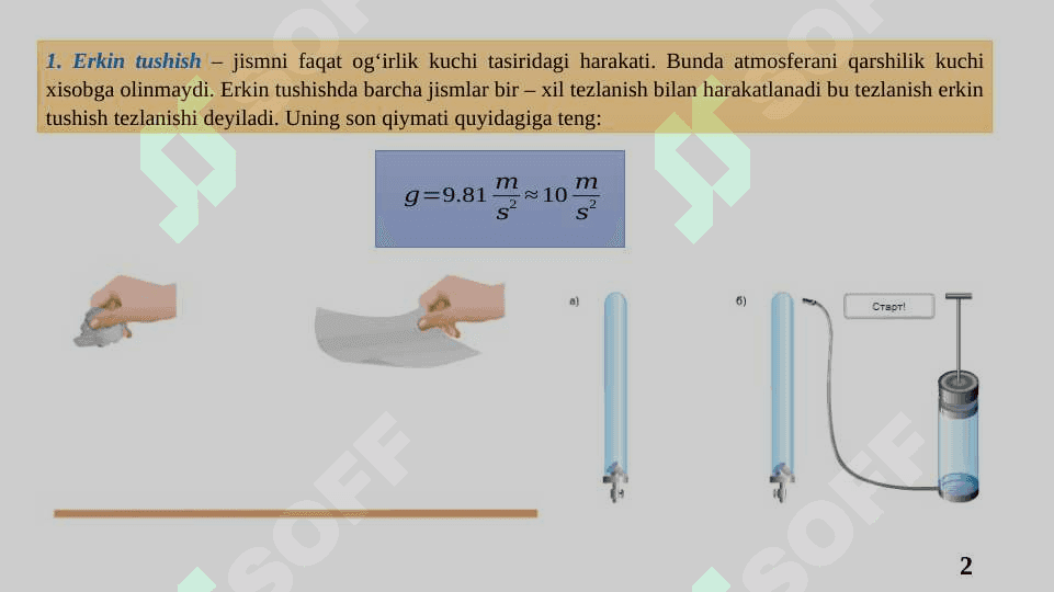 Vertikal harakatda tezlik 2