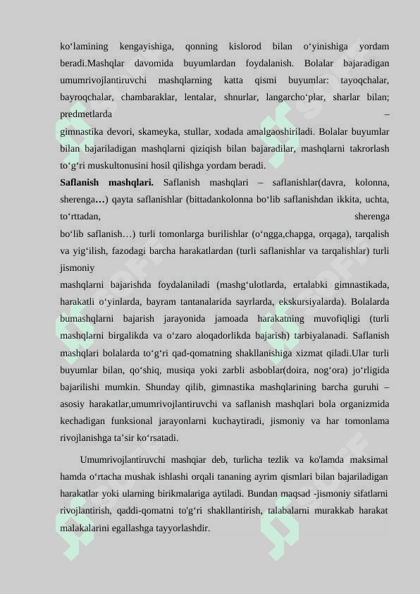 Umumrivojlantiruvchi mashqlar va ularning guruhlari 4