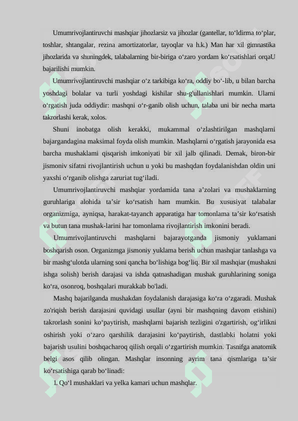 Umumrivojlantiruvchi mashqlar va ularning guruhlari 5