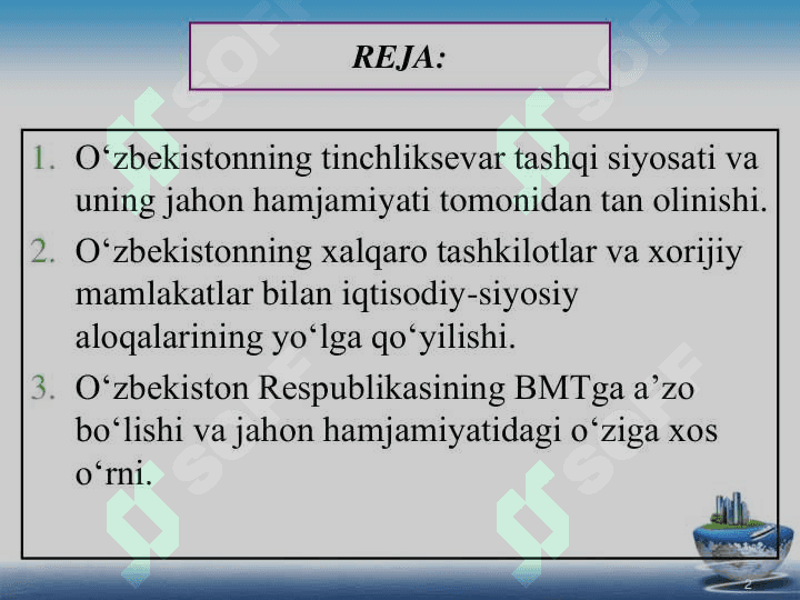 O’zbekiston va  jahon hamjamiyati 2