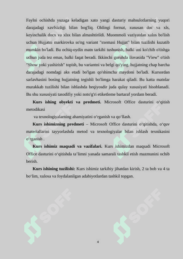 Microsoft Office dasturini o`qitish metodikasi 4