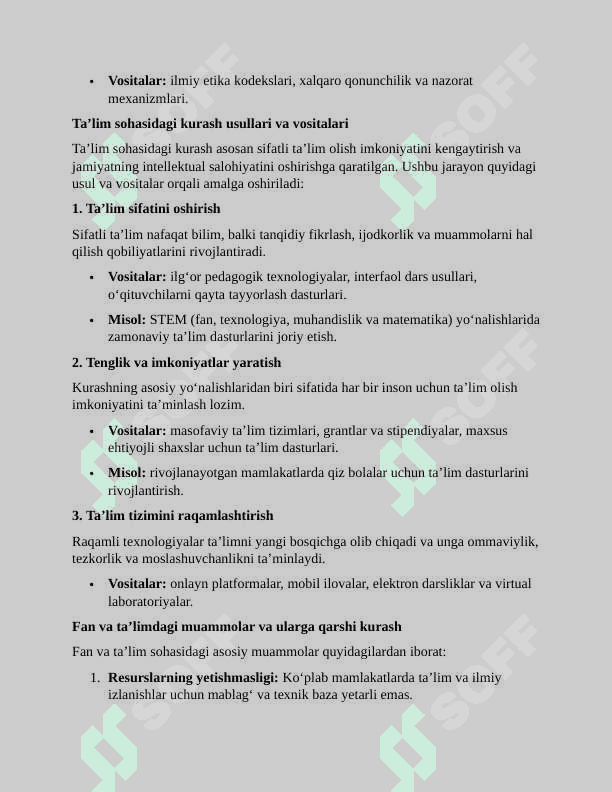 Fan va ta’lim sohasida kurash usullari va vositalari Esse 2
