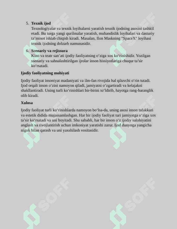 Ijodiy faoliyatning turlari 3 Esse 2