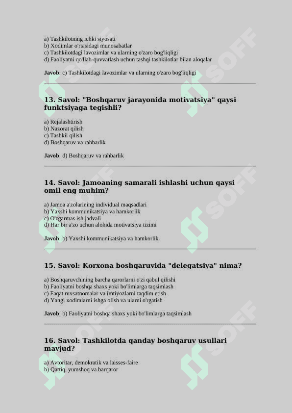 KORXONA BOSHQARUVI FANIDAN TEST JAVOBLARI BILAN (106 TA) 4