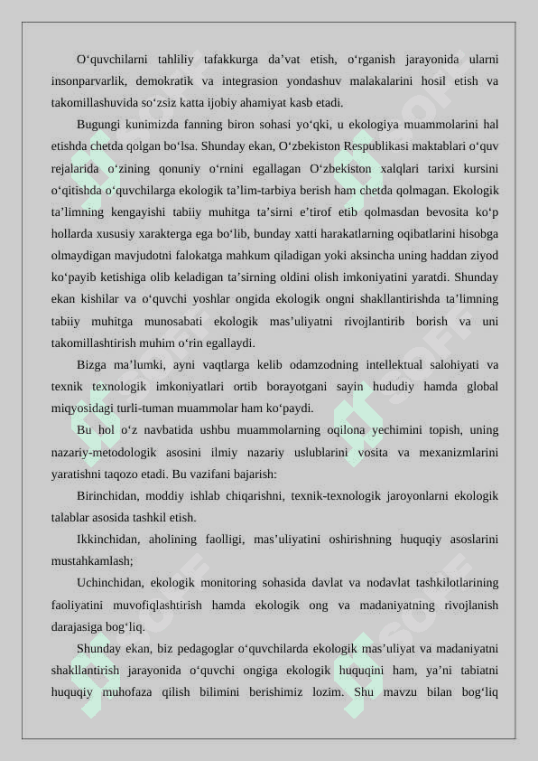 Tarix o‘qitishda ekologik ta’lim-tarbiyaning asosiy yo‘nalishlari 24 3