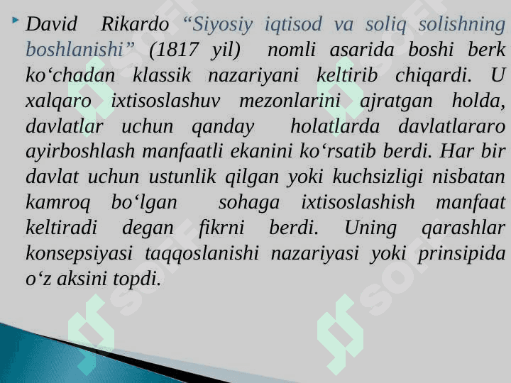 Xalqaro savdoning rivojlanish nazariyalari va modellari 7