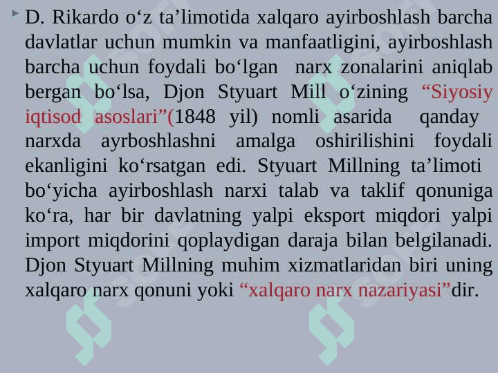 Xalqaro savdoning rivojlanish nazariyalari va modellari 8