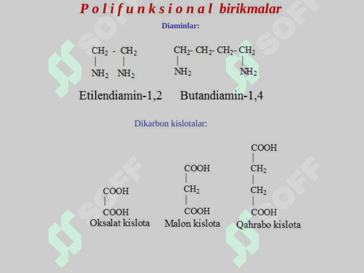 Metabolitik jarayonlarda ishtirok etuvchi poli - va geterofunktsional birikmalar. 6