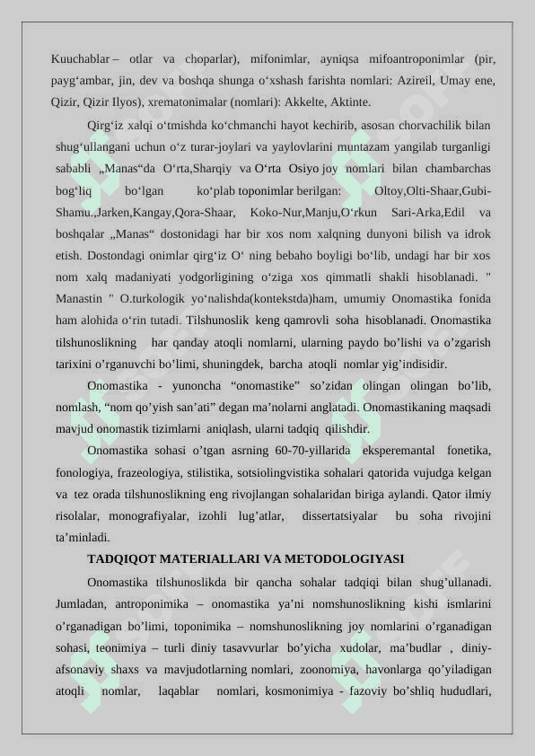 Onomastika va uning turlari bo’yicha glossariy tuzish 24 2