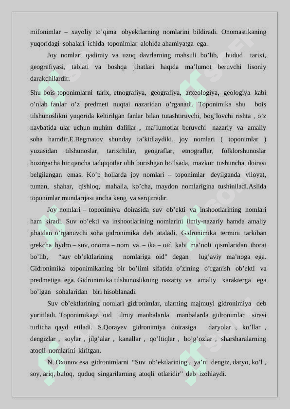 Onomastika va uning turlari bo’yicha glossariy tuzish 24 3