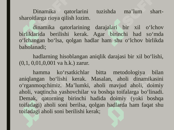 Dinamikani statistik o’rganish uslubiyati 6