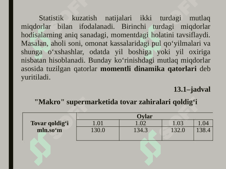 Dinamikani statistik o’rganish uslubiyati 8