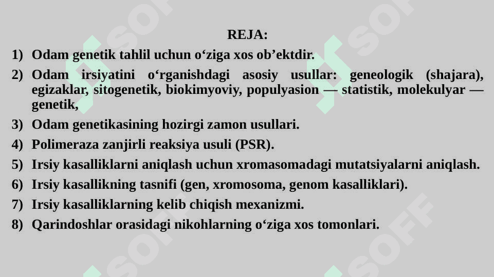 ODAM GENETIKASI VA TIBBIY GENETIKA. IRSIY KASALLIKLAR. TIBBIY GENETIK MASLAHAT. 2