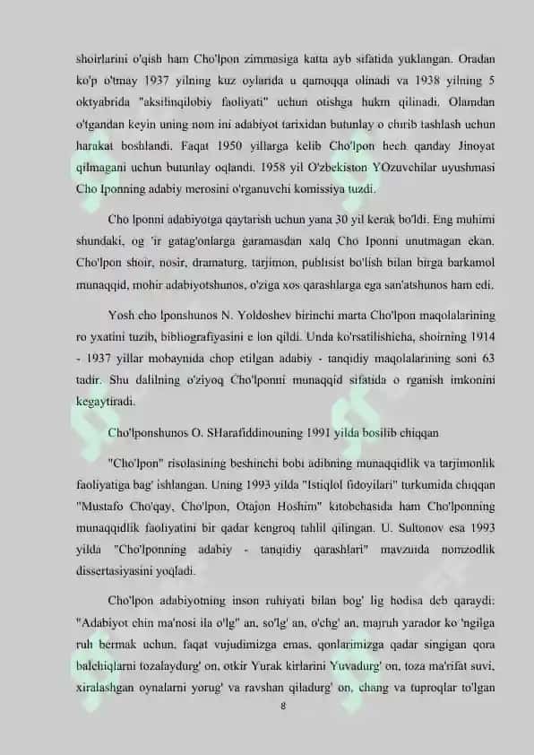 Cho'lpon hikoyanavis 8