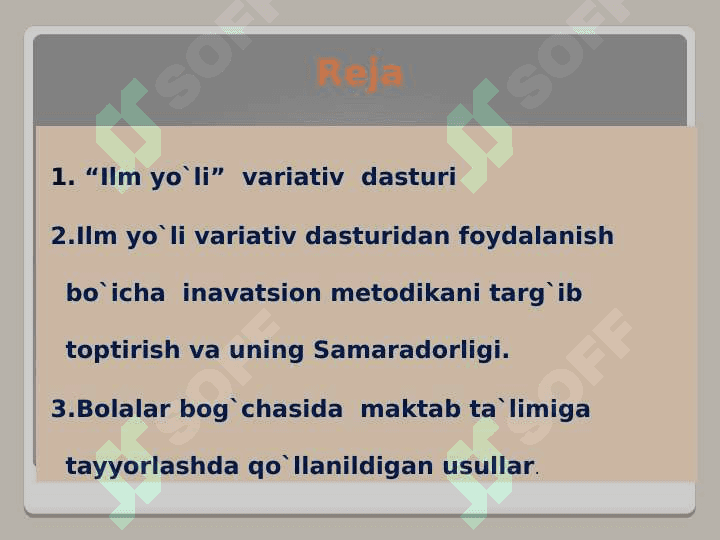 “ilm yo`li” variativ dasturi asosida bolalarni maktab ta`limiga tayyorlash 2