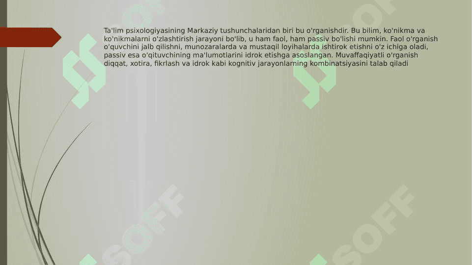 Ta’lim psixologiyasi qo’llab quvvatlash maydoni kuzatuv maydoni ta’limni psixologik taminlashga extiyoj tug’diradigan omillar 4