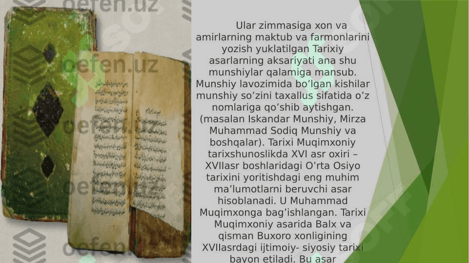 Munshiyning Tarixi Muqimxoniy asari haqida 5