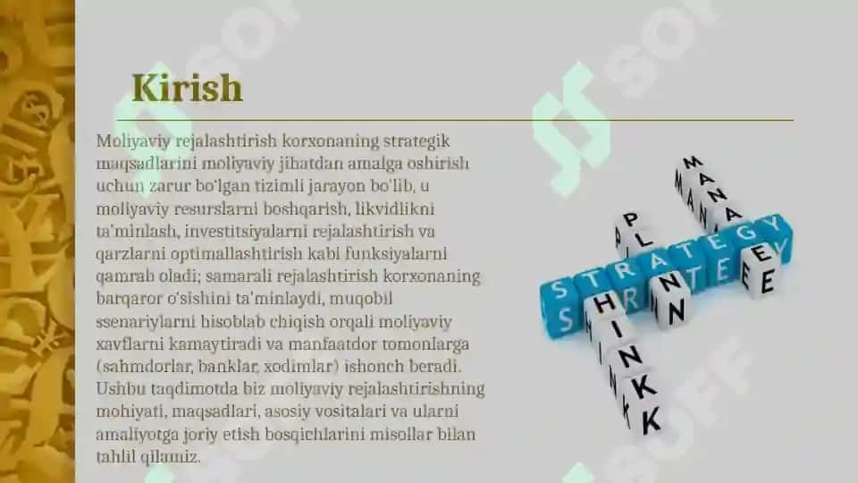 Moliyaviy rejalashtirishning asosiy vositalari. 3