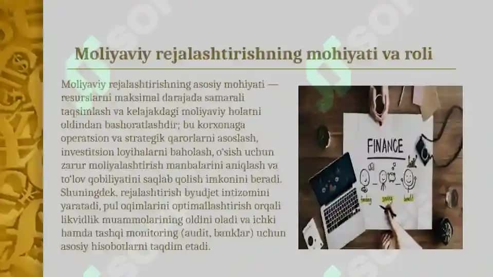 Moliyaviy rejalashtirishning asosiy vositalari. 4