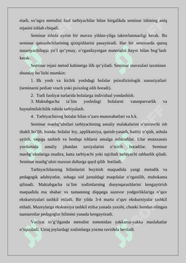 Metodika fani oʻqituvchisining metodik ishlarini tashkil etish va tayyorlash texnologiyasi 4