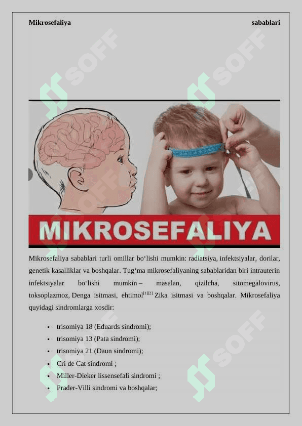 Mikrosefaliyaning kelib chiqish sabablari . 2