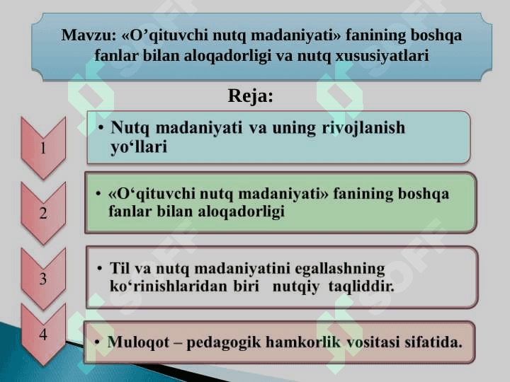 Маvzu: «O’qituvchi nutq madaniyati» fanining boshqa fanlar bilan aloqadorligi va nutq xususiyatlari 2