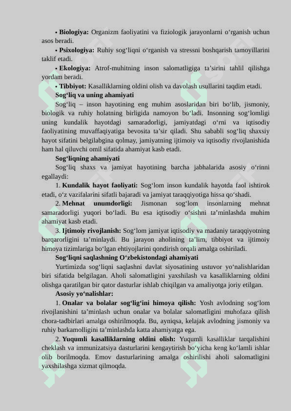 Valeologiya asoslari fani haqida tushuncha. Sog‘liq. Kasallik. “Uchinchi holat”. 4