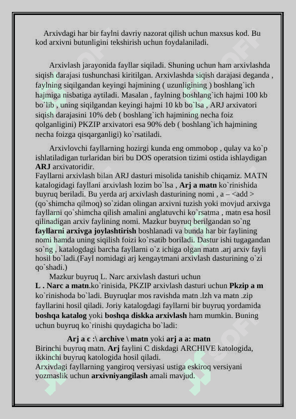 Arxivlash va arxivlash dasturi 4