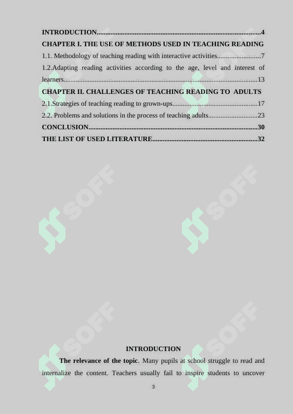 THE METHODOLOGY OF TEACHING READING TO ADULTS 3