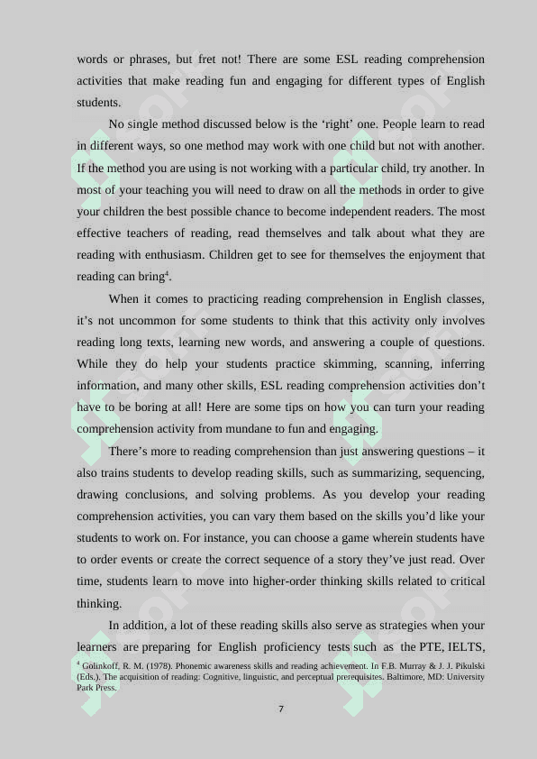 THE METHODOLOGY OF TEACHING READING TO ADULTS 7