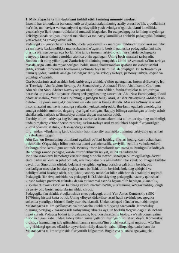 Maktabgacha ta’lim-tarbiyani tashkil etish 2