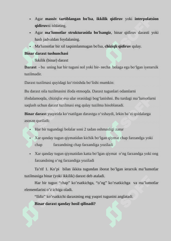 Binar daraxtga element qo‘shish, element o‘chirish va qidiruv algoritmlari 3