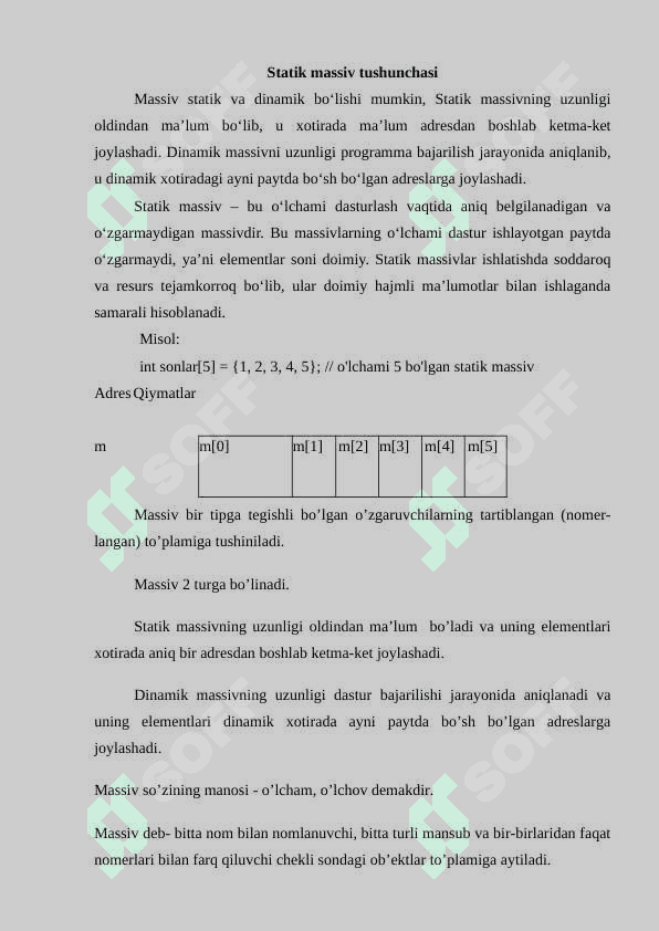 Statik massivlar 3