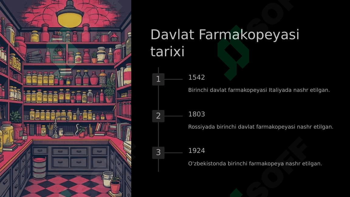 Davlat farmakopeyasi. Tarixi. Tuzlishi. Dori turlari texnologiyasida qo'llaniladigan terminlar. Dorixona sharoitida dori ishlab chiqarish qoidalari. 4