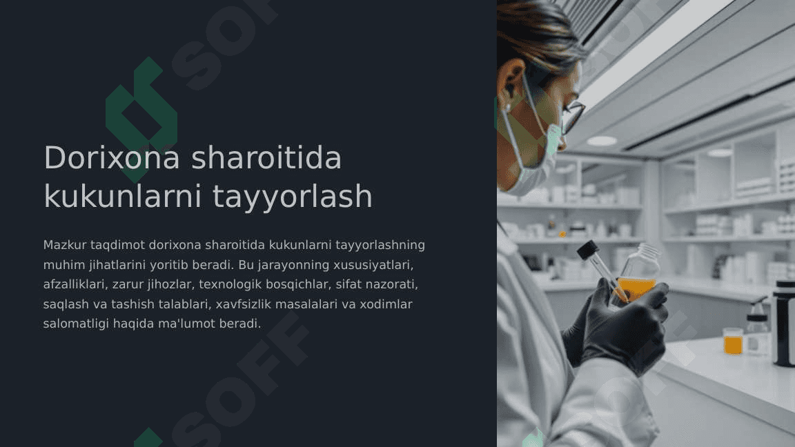 Dorixona sharoitida kukunlar tayyorlashning alohida turlari. 2