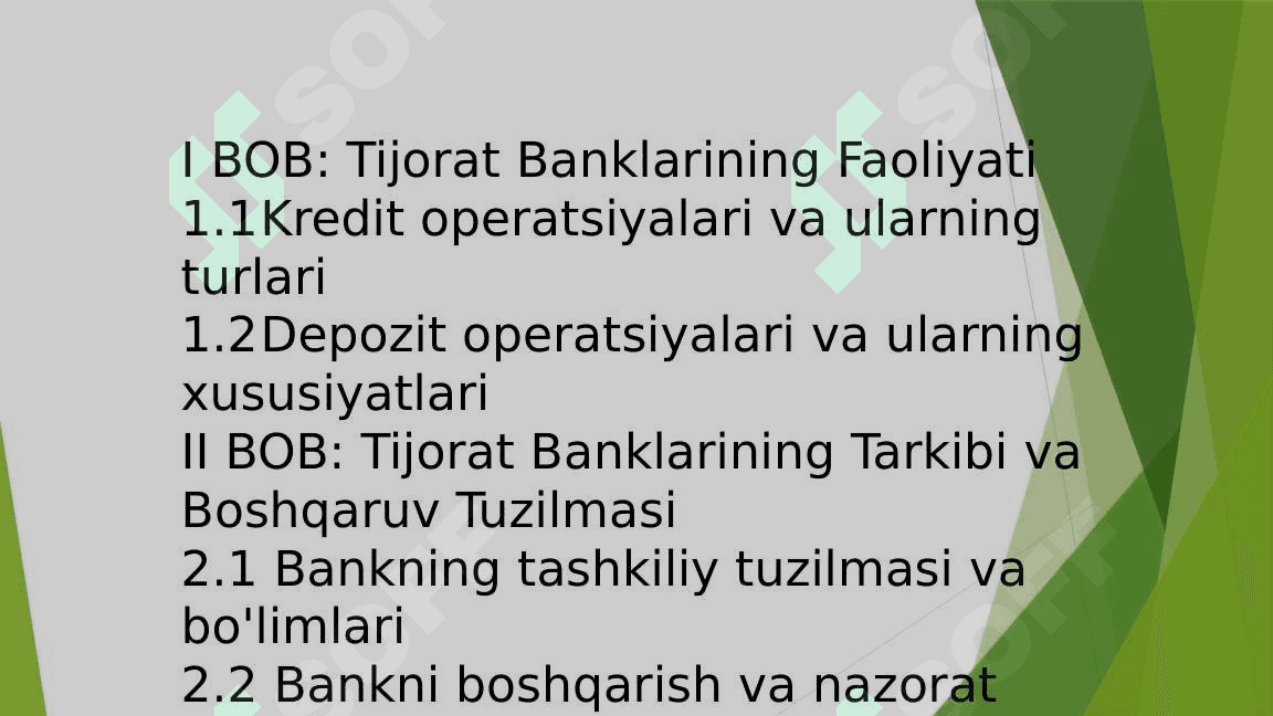 Tijorat banklari faoliyati va tarkibi 2