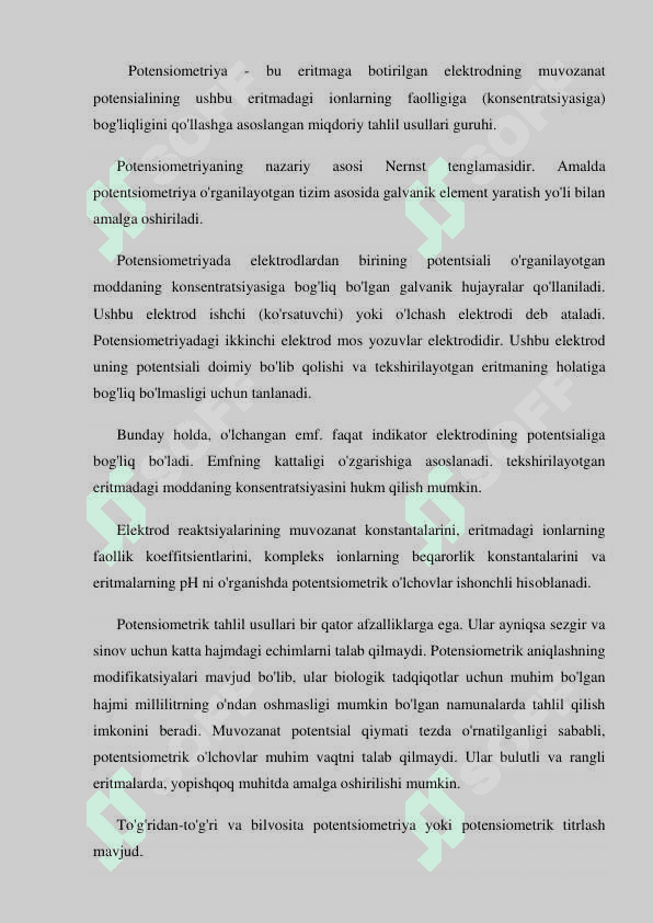 Potensiometriyaning nazariy asoslari 3