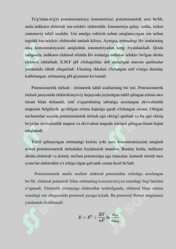 Potensiometriyaning nazariy asoslari 4