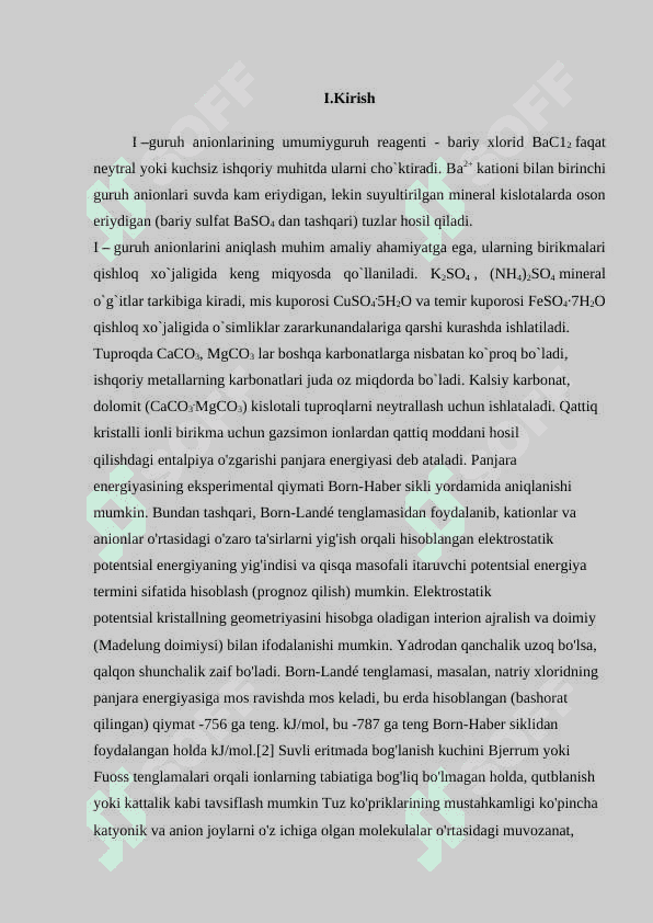 Anionlarning uchinchi guruhi va ularga xos sifat reaksiyalari. 2