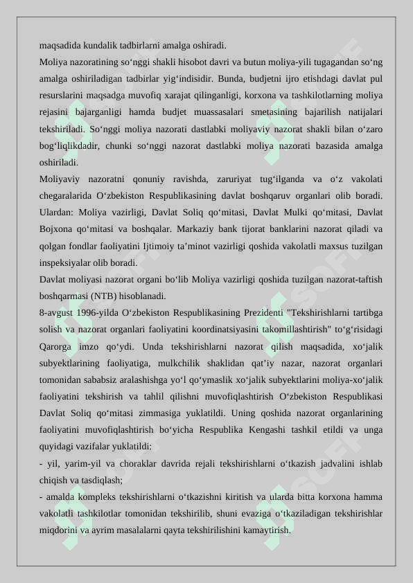 Moliyaviy nazoratni tashkil etish 7