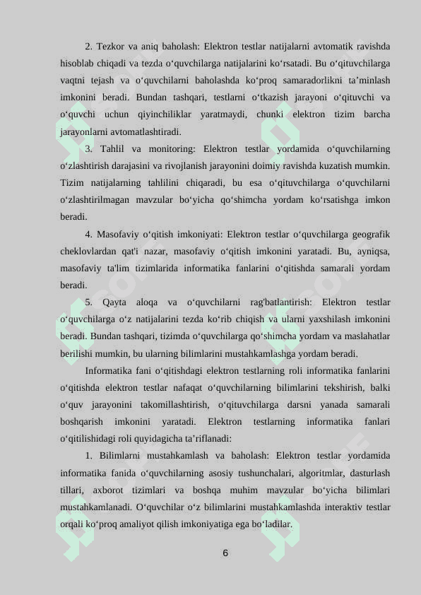 INFORMATIKA FANLARINI O’QITISHDA ELEKTRON TESTLAR YARATISH TEXNOLOGIYASINING SAMARALI USULLARI 6