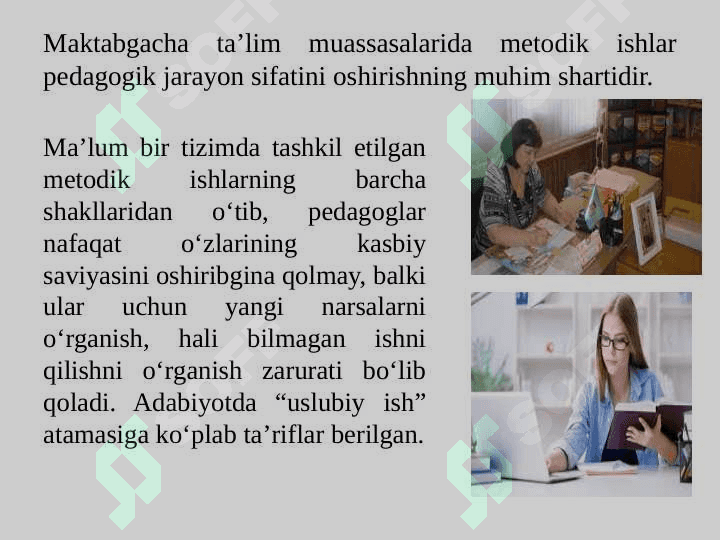 Maktabgacha ta’lim tashkiloti boʽyicha metodik ishlarni tashkil etish vazifalari 5