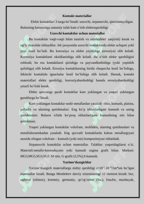 Dielektriklar, yarim o‘tkazgichlar va o‘tkazgichlar 7