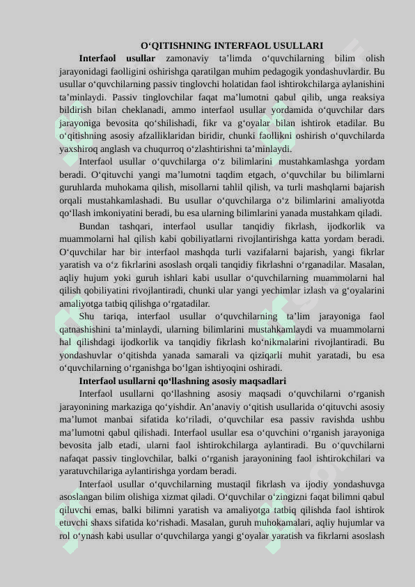 O‘qitishning interfaol usullari 3