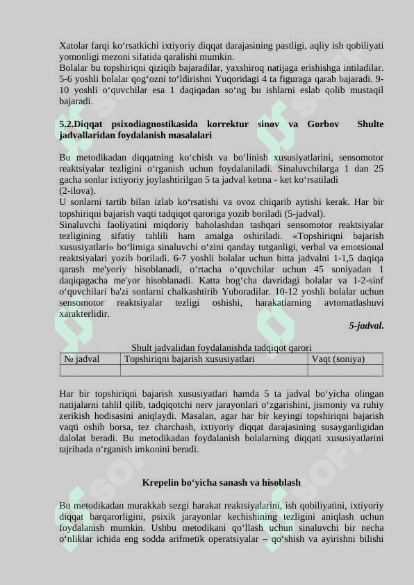 Bilish jarayonlari psixodiagnostikasi 5