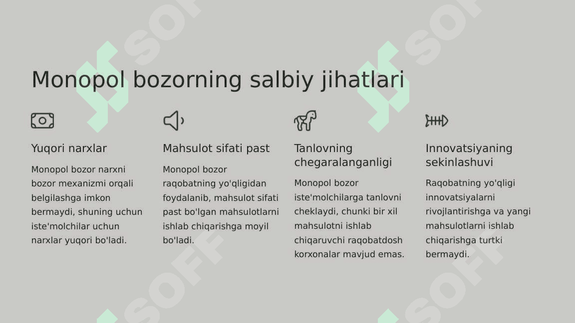Raqobatlashgan monopol bozor, ustun jihatlari va kamchiliklariiqarish hajmi samarasiga ko‘ra firmaning optimal o‘lchamini aniqlash 4