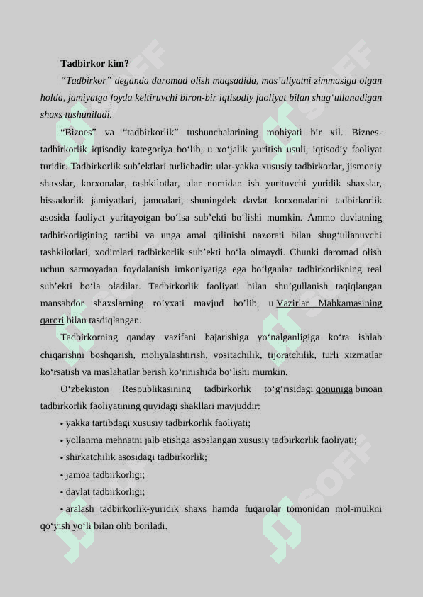 Yakka tatibdagi tadbirkorlik faoliyati 23 2