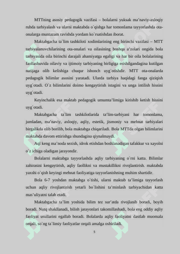 MAKTABGACHA TA’LIM MUASSASASI, OILA VA MAKTAB HAMKORLIGI 5