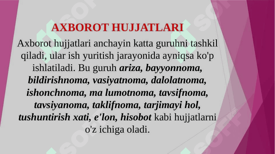 Ma`lumot-axborot hujjatlari (TAQDIMOT) 3